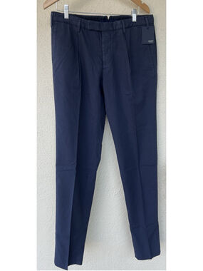 Incotex Slowear Navy Slim Fit High Comfort Flat Front Casual Pants Size 52 US 36